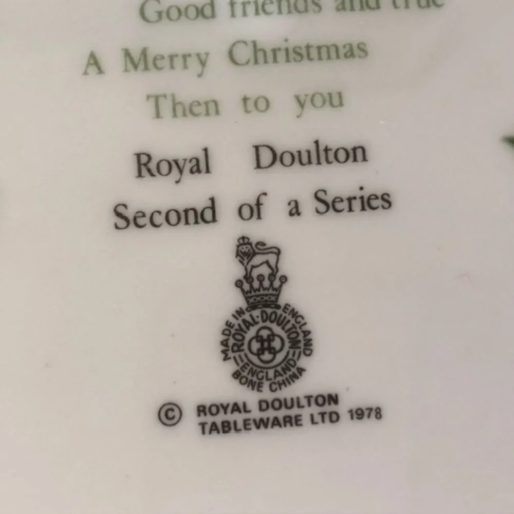ROYAL DOULTON TABLEWARE LTD. Christmas 1978 Collectable Plate